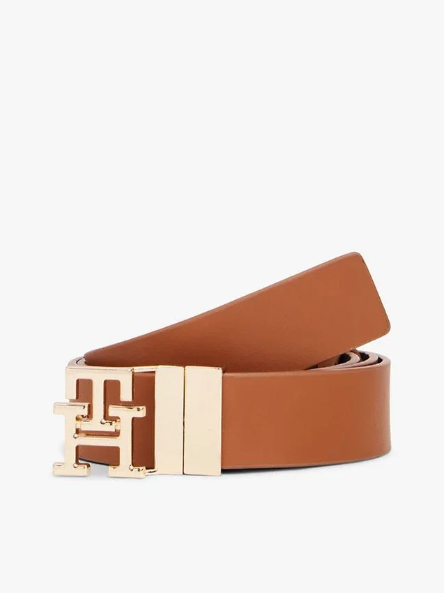Monogram Buckle Reversible Leather Belt Monogram Buckle Reversible Leather Belt