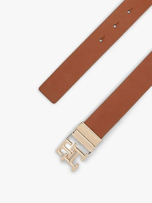 Monogram Buckle Reversible Leather Belt Monogram Buckle Reversible Leather Belt