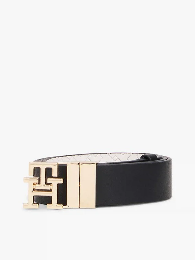 Monogram Buckle Reversible Leather Belt Monogram Buckle Reversible Leather Belt