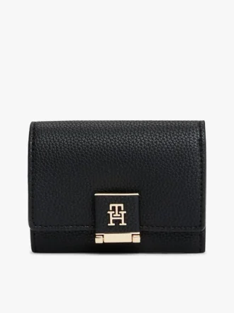 Monogram Clasp Pebbled Trifold Wallet