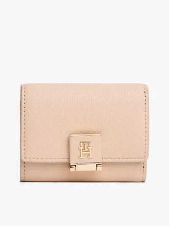 Monogram Clasp Pebbled Trifold Wallet