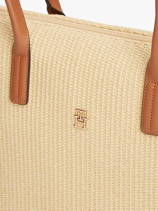Monogram Logo Raffia Tote Bag Monogram Logo Raffia Tote Bag