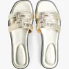 Monogram Strap Metallic Leather Sandal Monogram Strap Metallic Leather Sandal