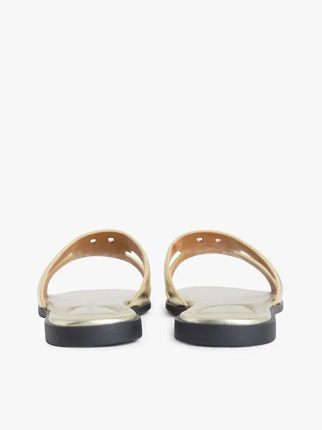 Monogram Strap Metallic Leather Sandal Monogram Strap Metallic Leather Sandal