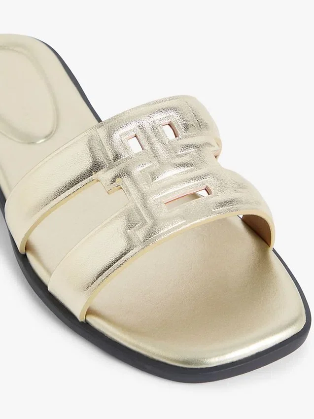 Monogram Strap Metallic Leather Sandal Monogram Strap Metallic Leather Sandal