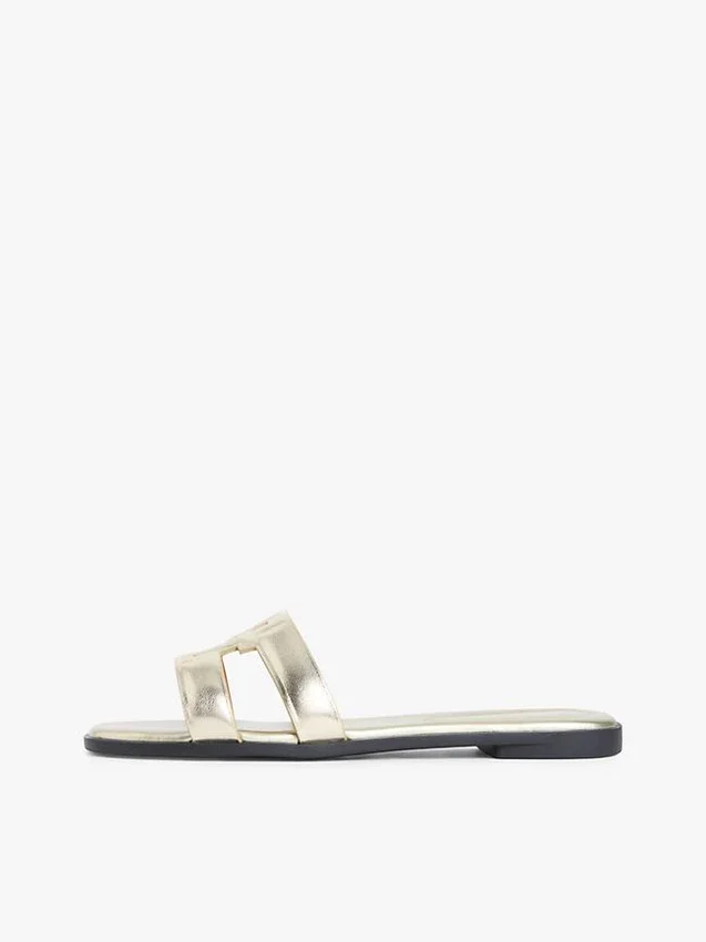 Monogram Strap Metallic Leather Sandal Monogram Strap Metallic Leather Sandal