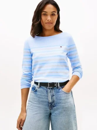 Multi-Stripe Boatneck Sweater
