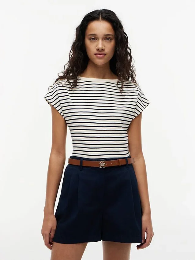 Nautical Gold-Button Boatneck T-Shirt Nautical Gold-Button Boatneck T-Shirt