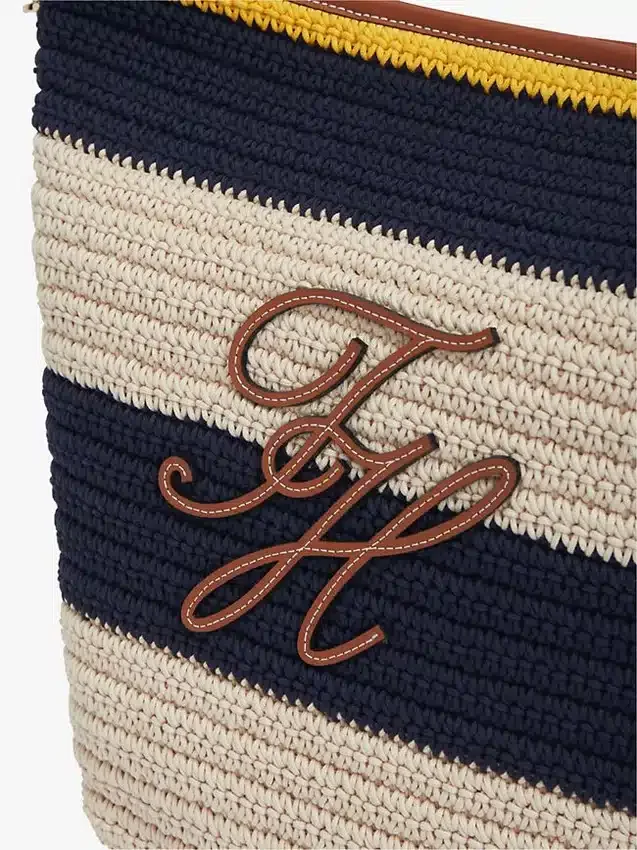 Nautical Striped Crochet Bucket Bag Nautical Striped Crochet Bucket Bag