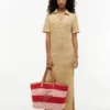 Nautical Striped Crochet Tote Bag