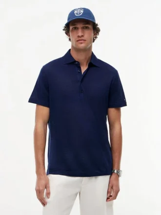 New York Label Cotton-Linen Blend Polo