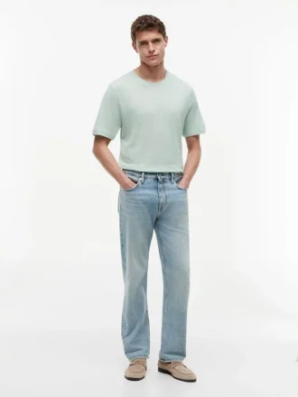 New York Label Cotton-Linen T-Shirt