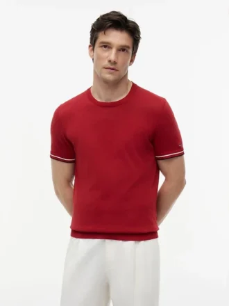 New York Label Knit Tipped T-Shirt