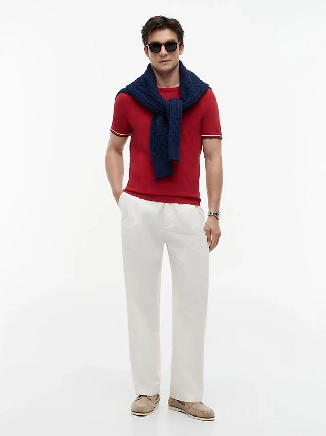 New York Label Knit Tipped T-Shirt New York Label Knit Tipped T-Shirt
