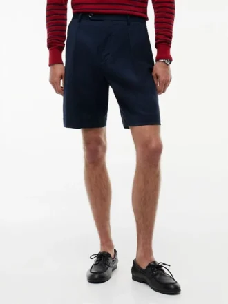 New York Label Pleated Wool Chino Short