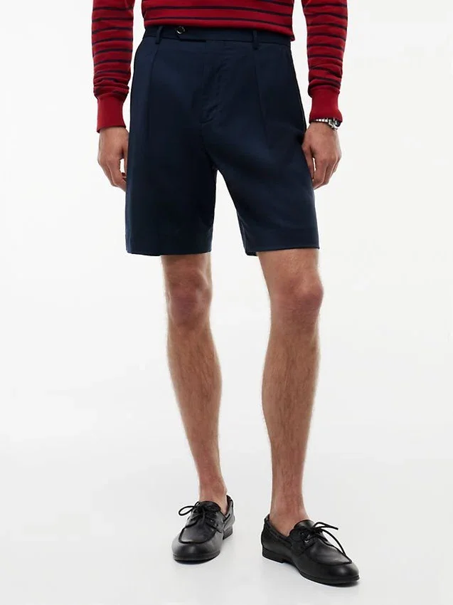 New York Label Pleated Wool Chino Short New York Label Pleated Wool Chino Short