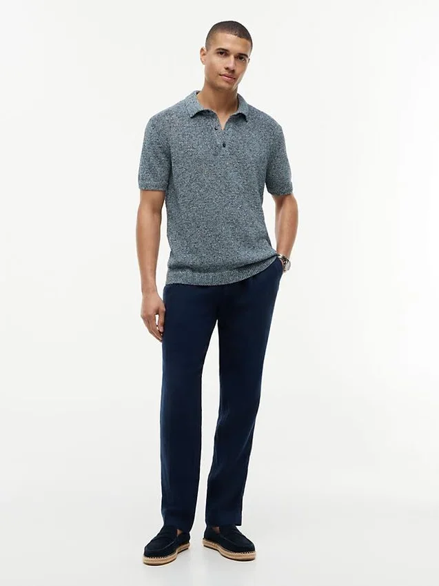 New York Label Relaxed Heathered Polo New York Label Relaxed Heathered Polo