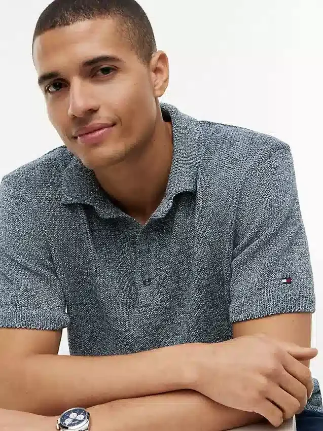 New York Label Relaxed Heathered Polo New York Label Relaxed Heathered Polo