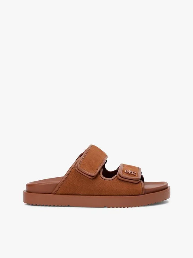 Nubuck Leather Double-Strap Slide Sandal Nubuck Leather Double-Strap Slide Sandal