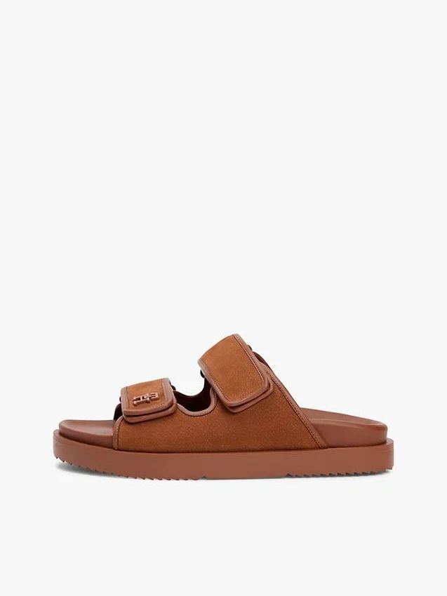Nubuck Leather Double-Strap Slide Sandal Nubuck Leather Double-Strap Slide Sandal