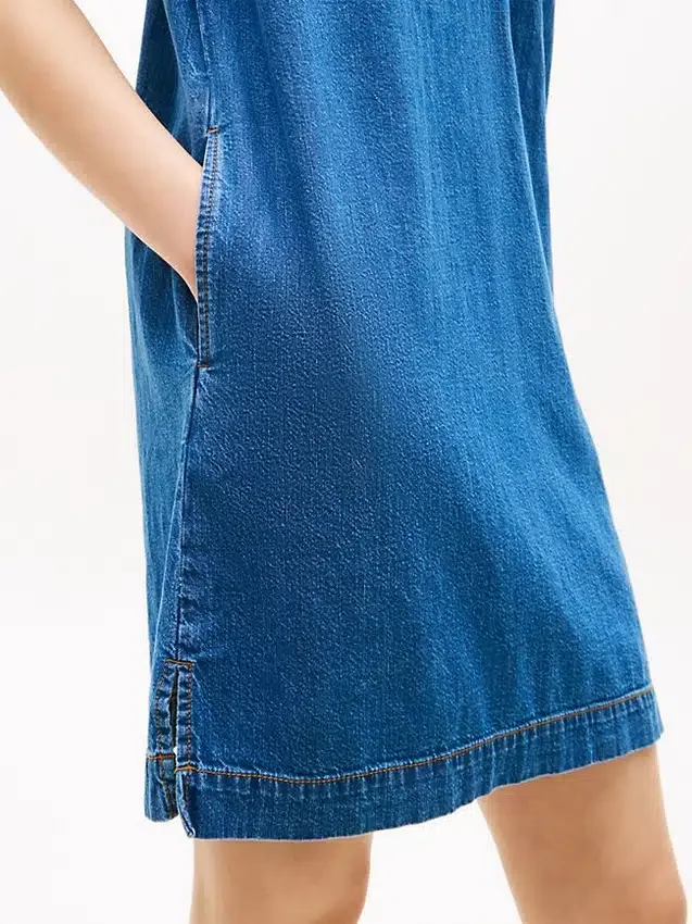 Open Placket Denim Mini Dress Open Placket Denim Mini Dress