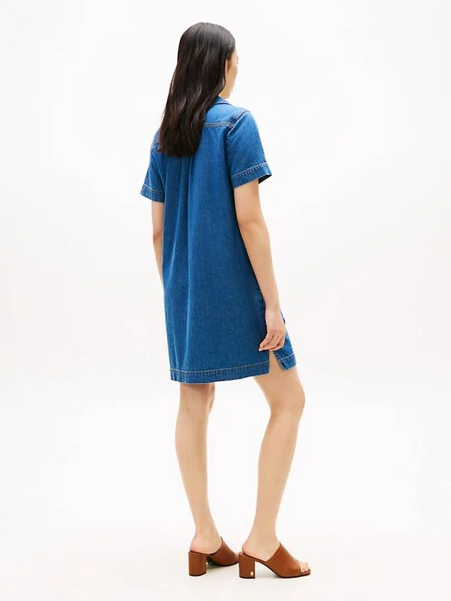 Open Placket Denim Mini Dress Open Placket Denim Mini Dress
