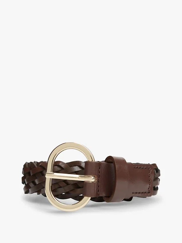 Oval Buckle Woven Leather Belt Oval Buckle Woven Leather Belt