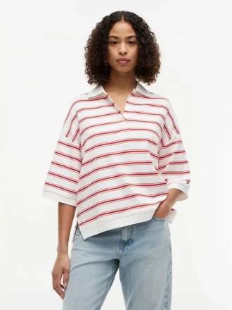 Oversized Fit Striped Polo