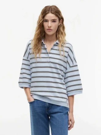 Oversized Fit Striped Polo