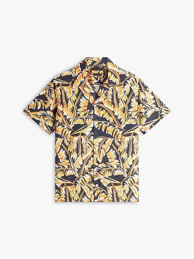 Palm Leaf Print Paper-Touch Camp Shirt Palm Leaf Print Paper-Touch Camp Shirt