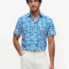 Palm Leaf Print Paper-Touch Shirt Palm Leaf Print Paper-Touch Shirt