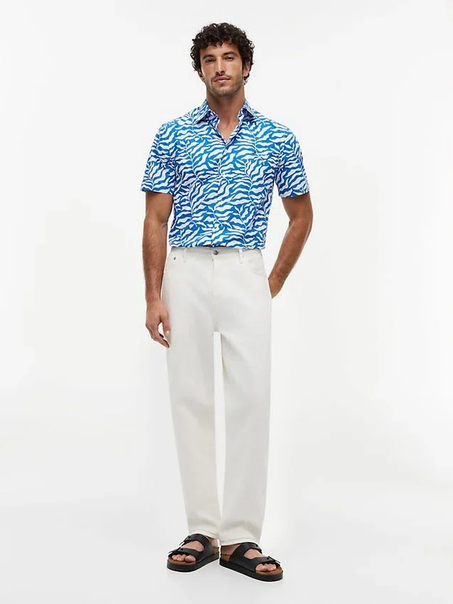 Palm Leaf Print Paper-Touch Shirt Palm Leaf Print Paper-Touch Shirt
