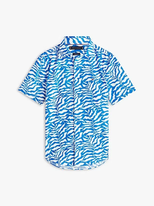Palm Leaf Print Paper-Touch Shirt Palm Leaf Print Paper-Touch Shirt
