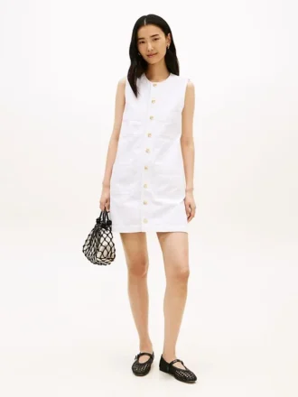 Patch Pocket Denim Shift Mini Dress