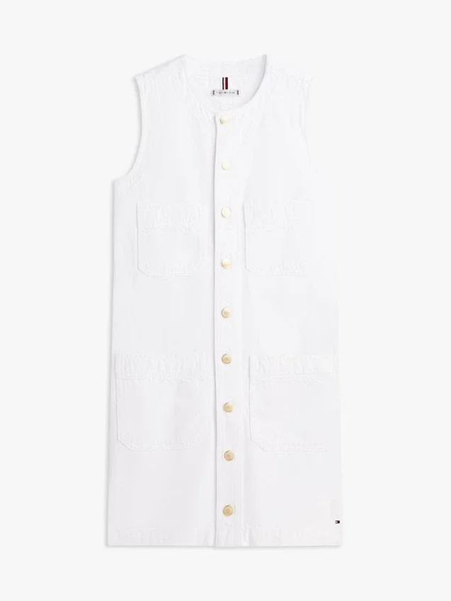Patch Pocket Denim Shift Mini Dress Patch Pocket Denim Shift Mini Dress