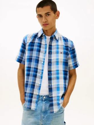 Plaid Cotton-Linen Blend Shirt