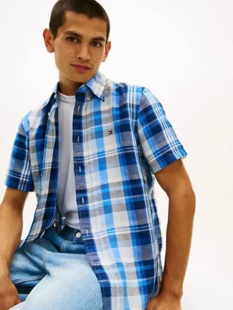 Plaid Cotton-Linen Blend Shirt