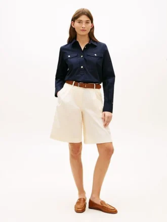Pleated Poplin Short