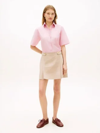 Pleated Twill Mini Skirt