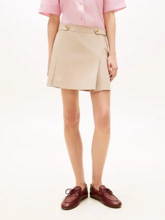 Pleated Twill Mini Skirt