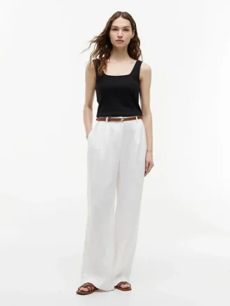 Pointelle Square-Neck Tank Top