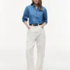Puff-Sleeve Chambray Shirt Puff-Sleeve Chambray Shirt