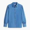 Puff-Sleeve Chambray Shirt Puff-Sleeve Chambray Shirt