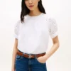Puff-Sleeve Embroidered Eyelet Top