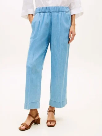 Pull-On Wide-Leg Ankle Pant