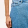 Raw Hem Denim Midi Skirt