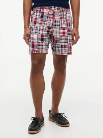 Regular Fit 7″ Patchwork Madras Short