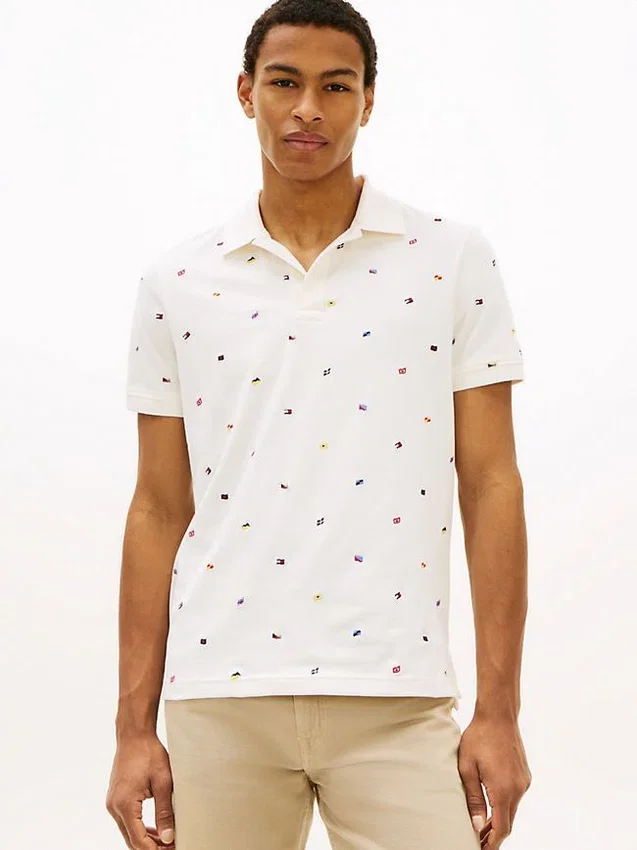 Regular Fit Allover Flag Pique Polo Regular Fit Allover Flag Pique Polo