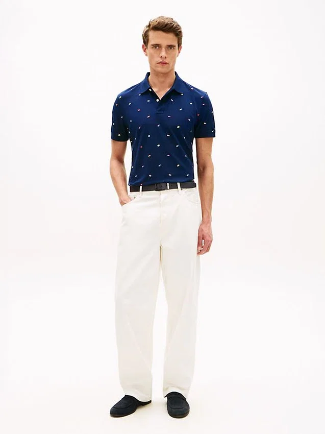Regular Fit Allover Flag Pique Polo Regular Fit Allover Flag Pique Polo
