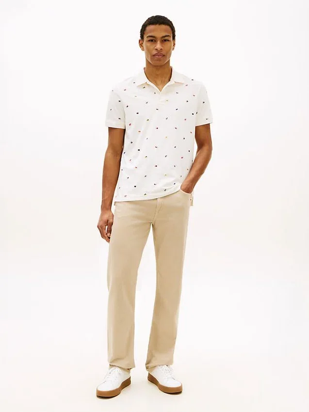 Regular Fit Allover Flag Pique Polo Regular Fit Allover Flag Pique Polo
